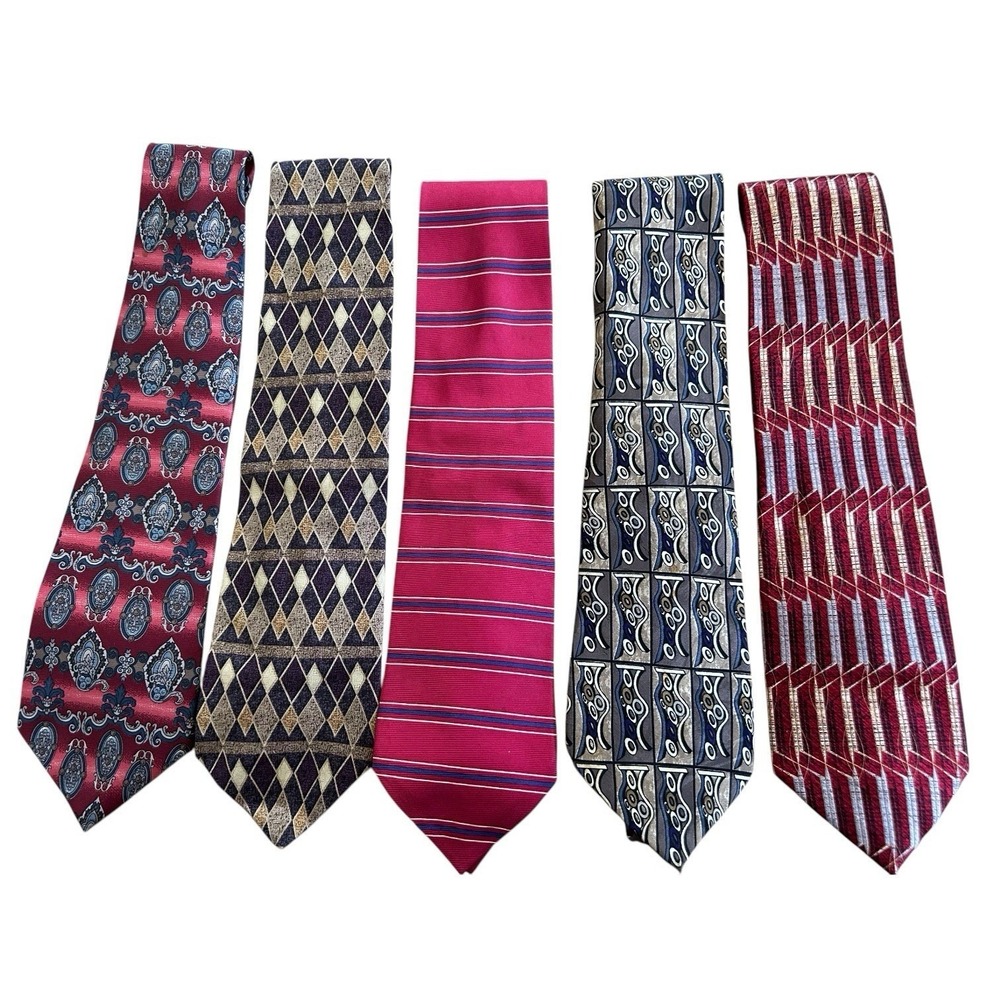 Lot Of Five 100% Silk Ties‎ 2 Handmade 4x60 Inches